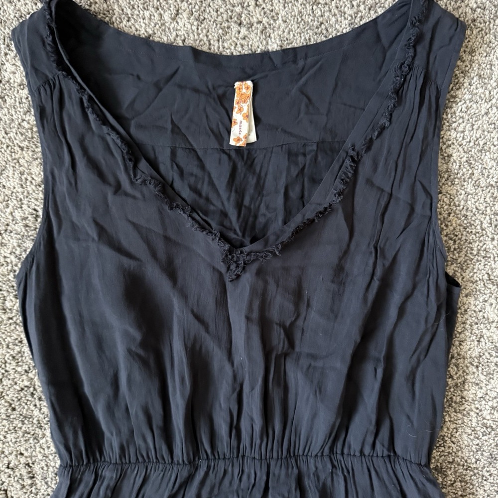 Maeve Small Navy Sleeveless Lined Rayon Elegant Dress Boho Slinky - Picture 2 of 8